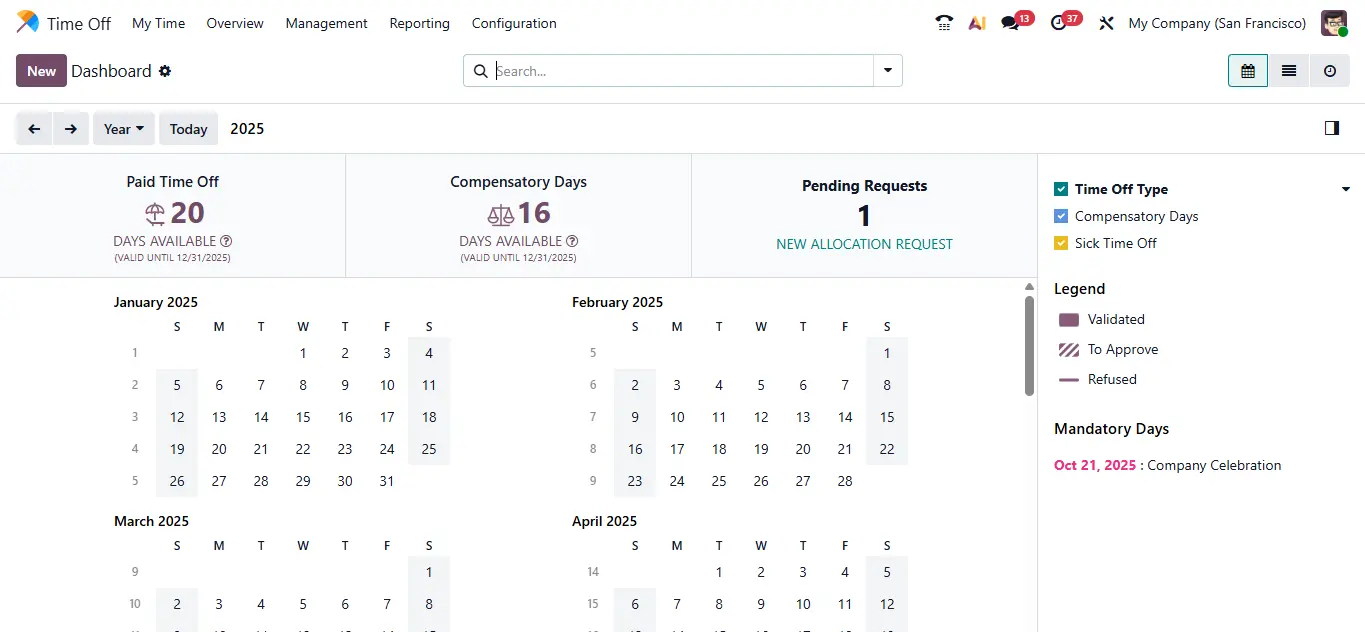 Odoo 19 TimeOff