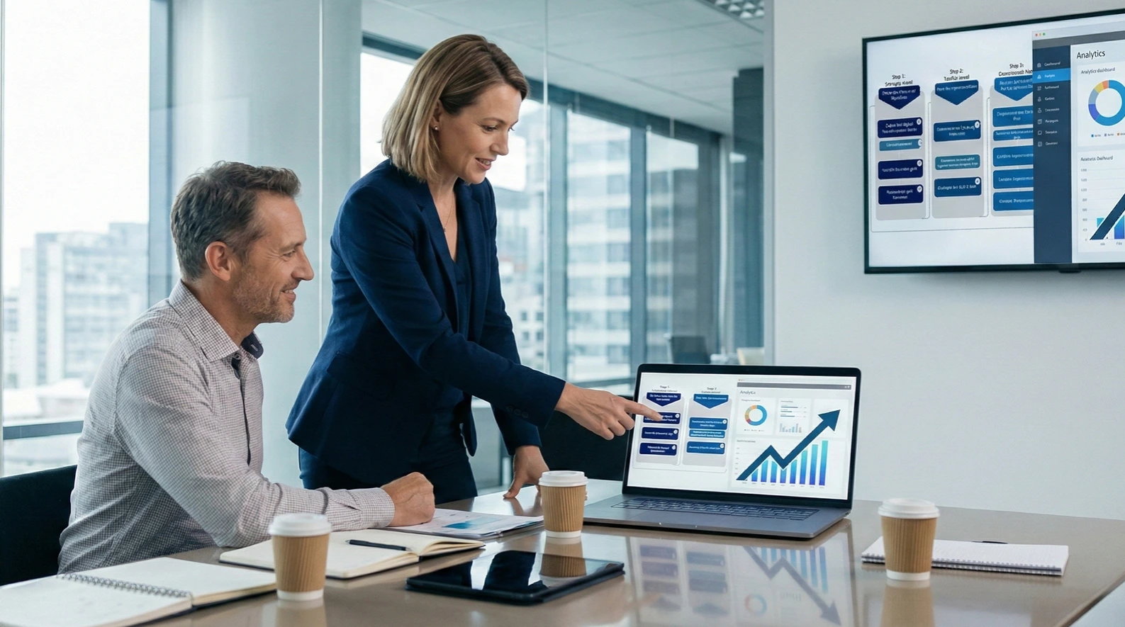 ที่ปรึกษากำลังอธิบาย ERP roadmap ให้เจ้าของธุรกิจ